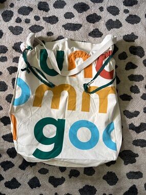 Multicolor Graphic Cotton Tote Bag - White Base